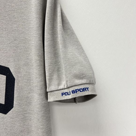 Polo Sport Vintage Ralph Lauren Large Logo Made in USA Grey Polo Shirt M - Picture 2 of 10